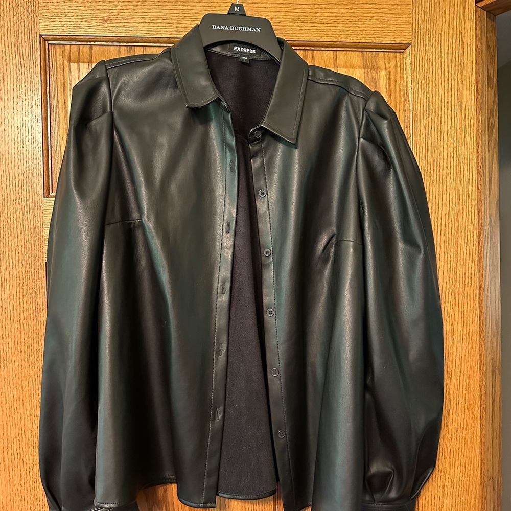 Express Black Lightweight Shirt Jacket with Classic Collar